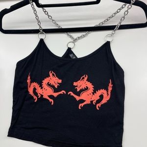 chain straps dragon crop top